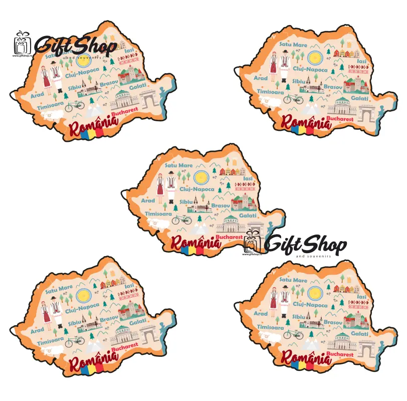 Magnet suvenir, personalizat, in forma de hartav